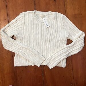 Pacsun LA Hearts White Cable Knit Sweater